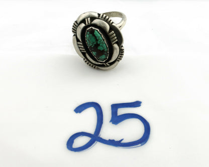 Navajo Ring .925 Silver Spiderweb Turquoise Artist Signed L. M. Nez C80s