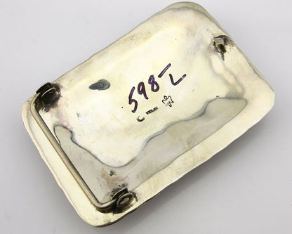 Navajo Belt Buckle .925 Silver Turquoise Native Artist Signed C Montoya C.80's