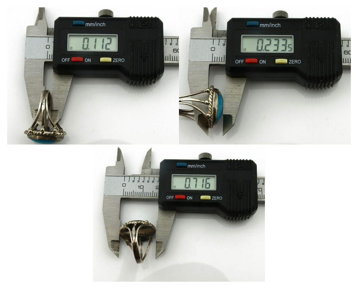 Navajo Ring .925 Silver Natural Blue Turquoise Native American Artist C.80's