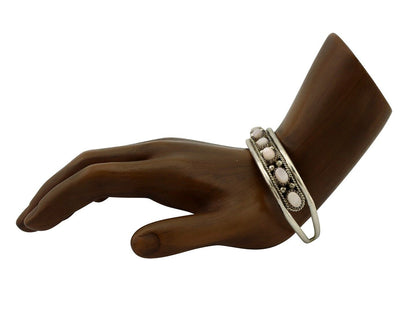 Women's Navajo Bracelet 925 Silver Natural Pink Mussel Native American Signed BB