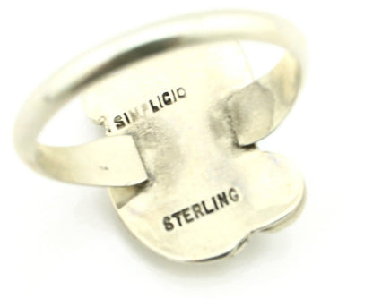 Zuni Ring 925 Silver Natural Blue Gem Turquoise Artist Signed Simplicio C.80's