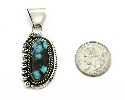 Navajo Turquoise Pendant .925 Silver Artist Signed Yazzie C.90's