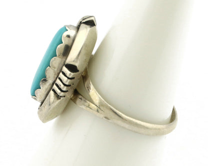 Navajo Ring .925 Silver Kingman Turquoise Handmade Native American Artist C.80's