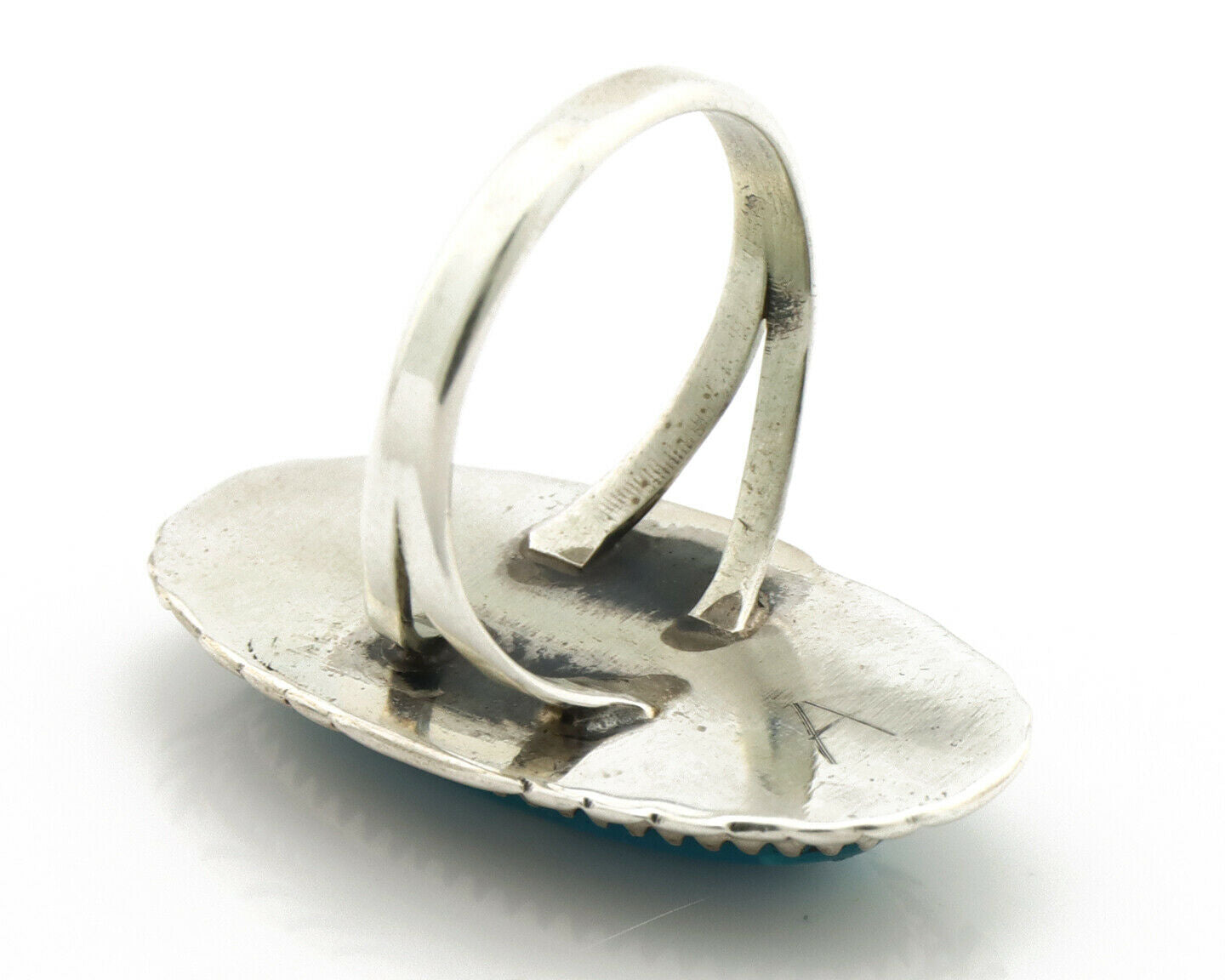Navajo Ring .925 Silver Kingman Turquoise Native American Artist C.80's