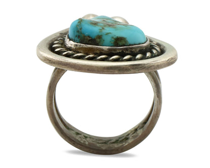 Navajo Ring 925 Silver Natural Blue Turquoise Native American Artist C.1980's