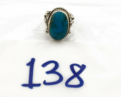 Navajo Ring .925 Silver Blue Southwest Turquoise Native American Artist C80s