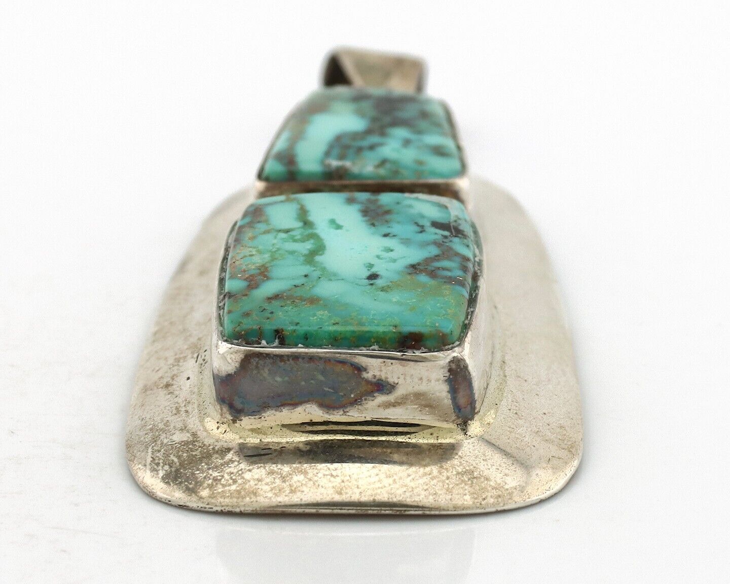 Navajo Necklace 925 Silver Blue Diamond Turquoise Signed C Montoya C.80's