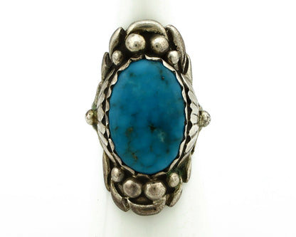 Navajo Ring .925 Silver Natural Blue Turquoise Artist Signed SC C.80's