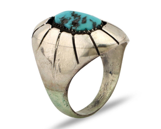 Navajo Ring 925 Silver Blue Sleeping Beauty Turquoise Artist Signed P C.80's