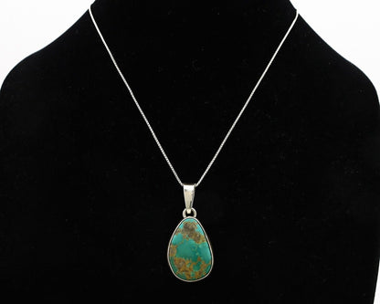Navajo Handmade Necklace 925 Silver Arizona Turquoise Signed Gecko C.80's