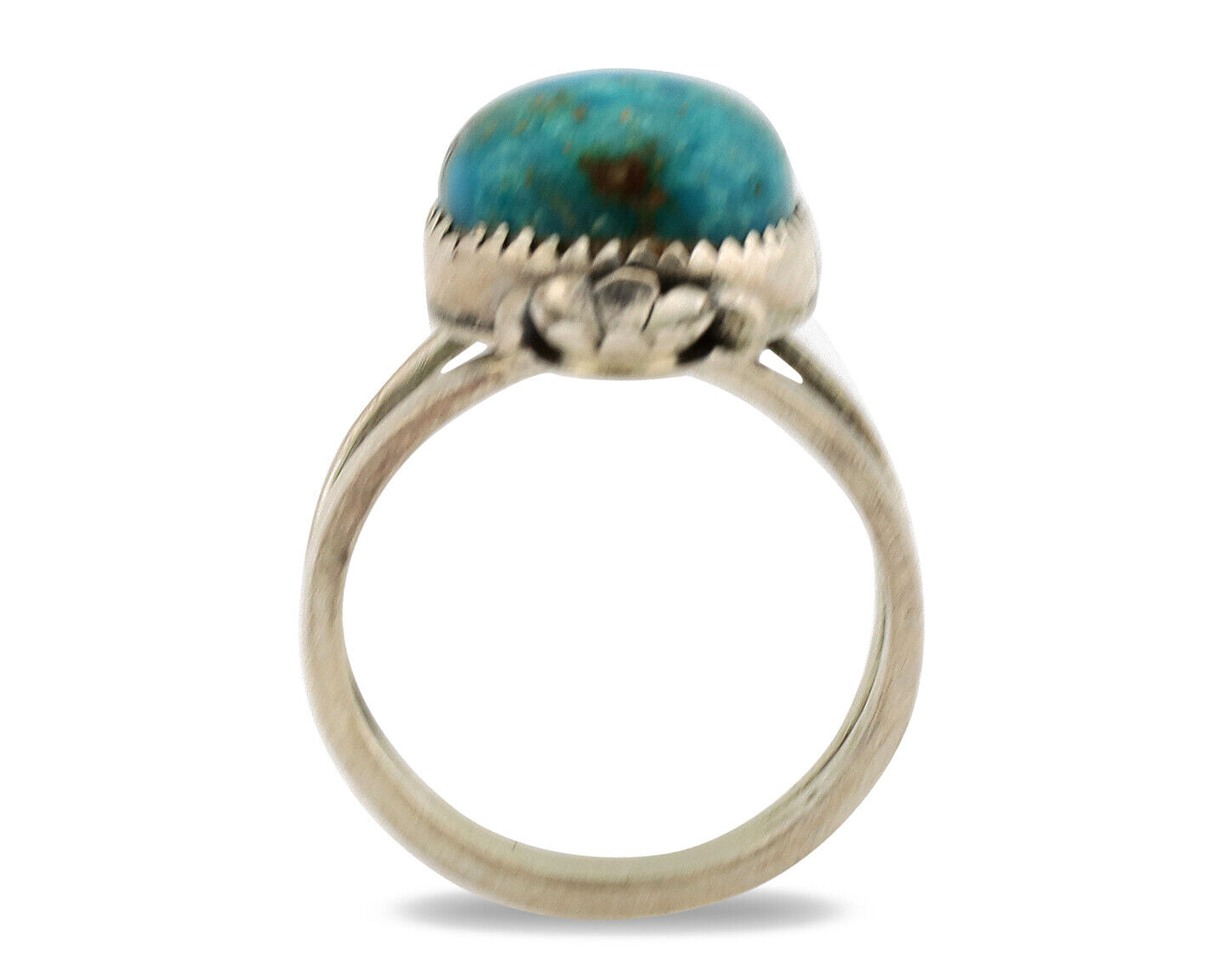 Navajo Ring .925 Silver Nevada Turquoise Native American Artist C.1980's