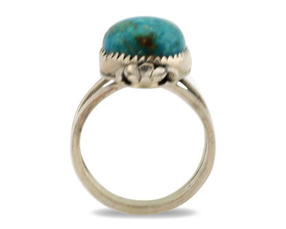 Navajo Ring .925 Silver Nevada Turquoise Native American Artist C.1980's