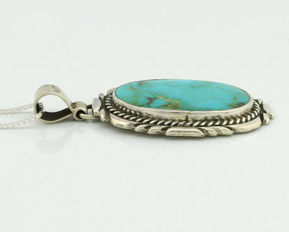 Navajo Necklace .925 Silver Kingman Turquoise Signed Sun C.1980's