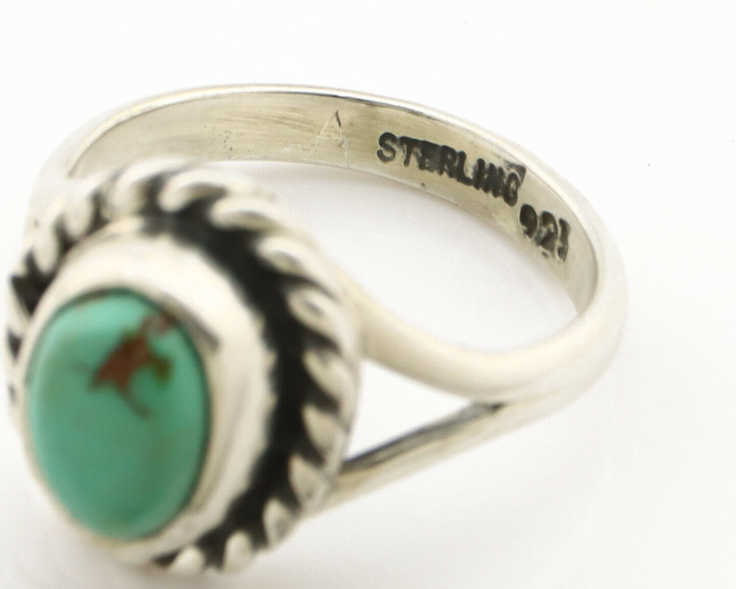 Navajo Ring .925 Silver Kingman Turquoise Artist Signed Gecko C.90's