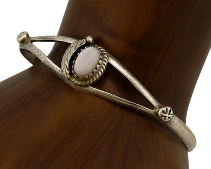 Women's Navajo Bracelet 925 Silver Natural Pink Mussel Native American C.80's