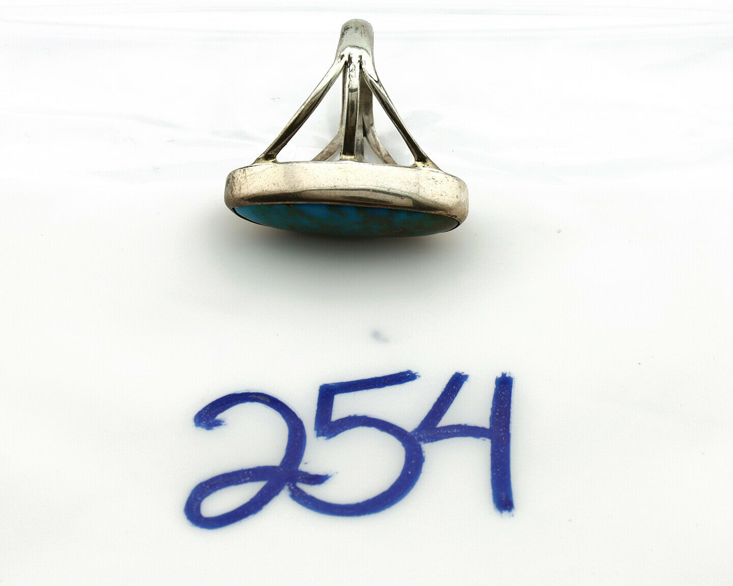 Navajo Ring .925 Silver Nevada Turquoise Native American Artist C.80's