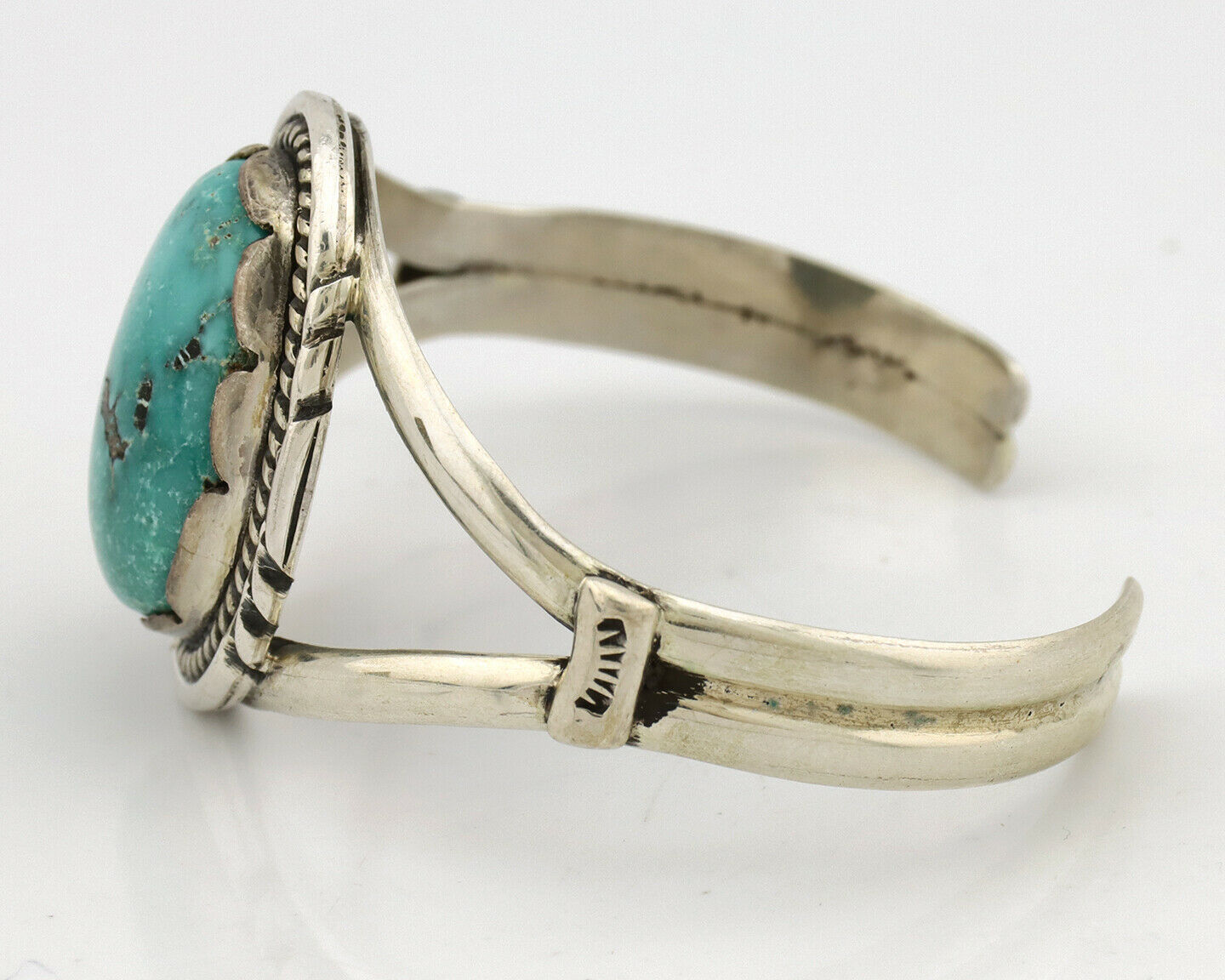 Navajo Bracelet .925 Silver Royston Turquoise Signed Apache Manufacturing C.80's