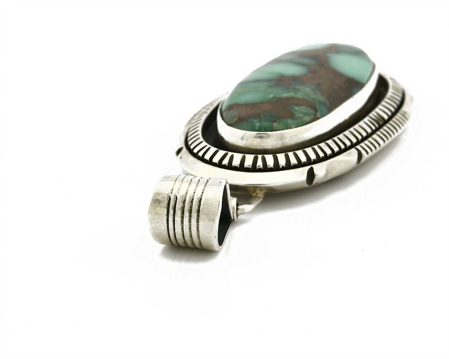 C. 1980 Navajo Artist Begay Landers Natural Mined Variscite .925 Pendant