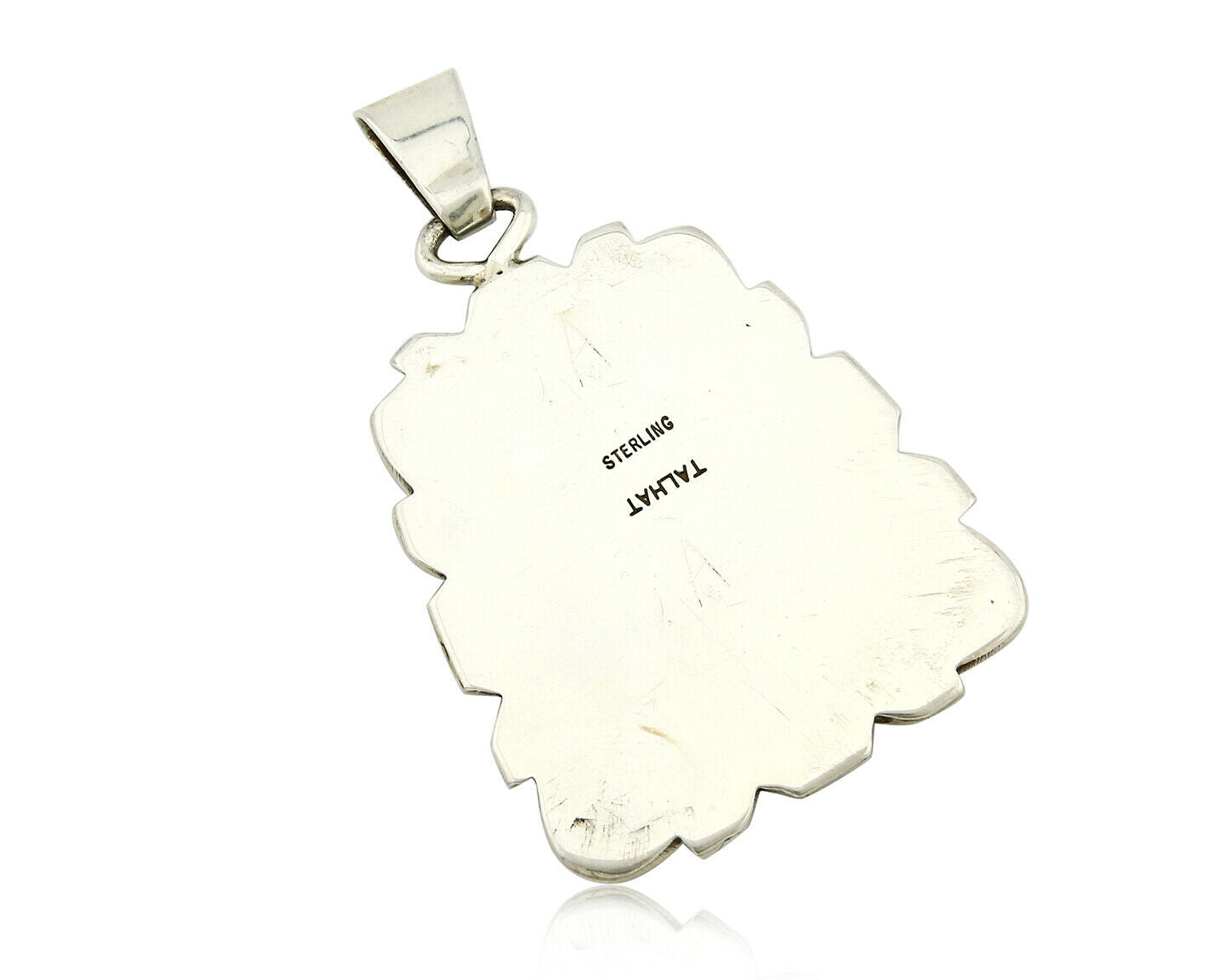 C. 1980-90's Navajo Signed TALHAT Blue Turquoise .925 Silver Pendant