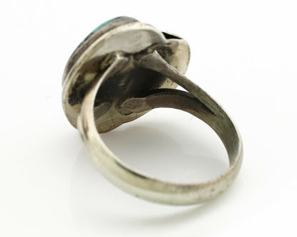 Navajo Ring .925 Silver Spiderweb Turquoise Artist Signed CG01 C.1980's