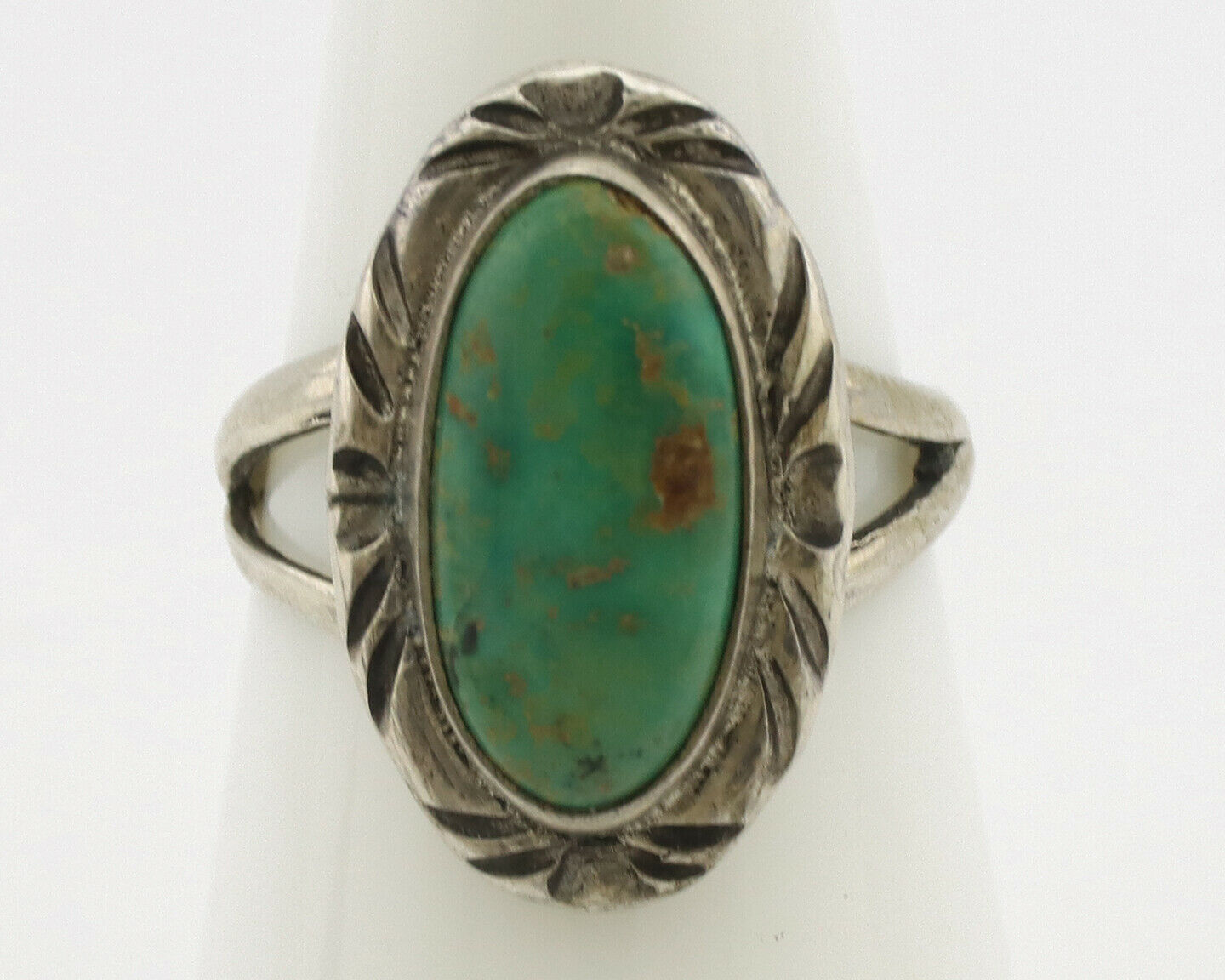 Navajo Ring .925 Silver Kingman Turquoise Native Artist Signed C.80's