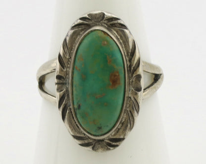 Navajo Ring .925 Silver Kingman Turquoise Native Artist Signed C.80's