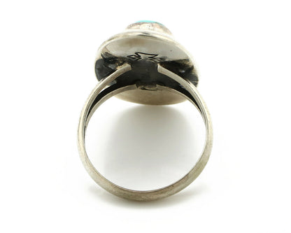 Navajo Shadow Box Ring .925 Silver Kingman Turquoise Signed M Montoya C80s