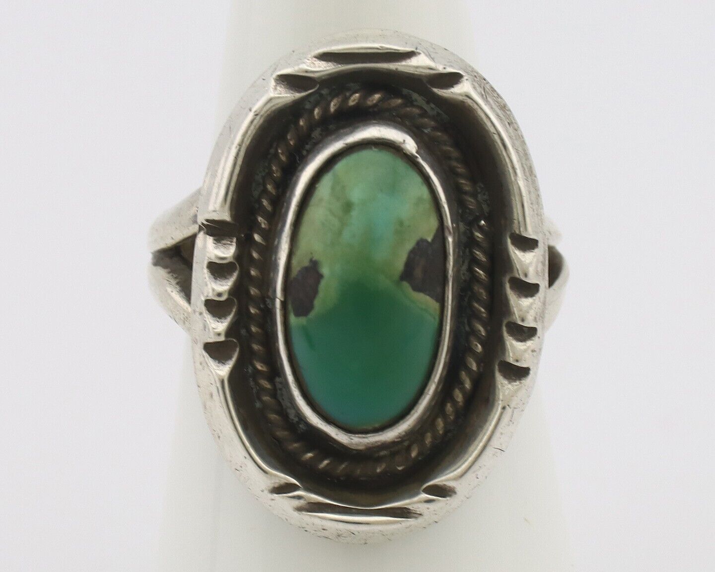 Navajo Handmade Ring 925 Silver Kingman Turquoise Native Artist C.80's