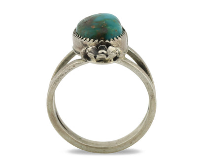 Navajo Ring .925 Silver Royston Turquoise Native American Artist C.1980's