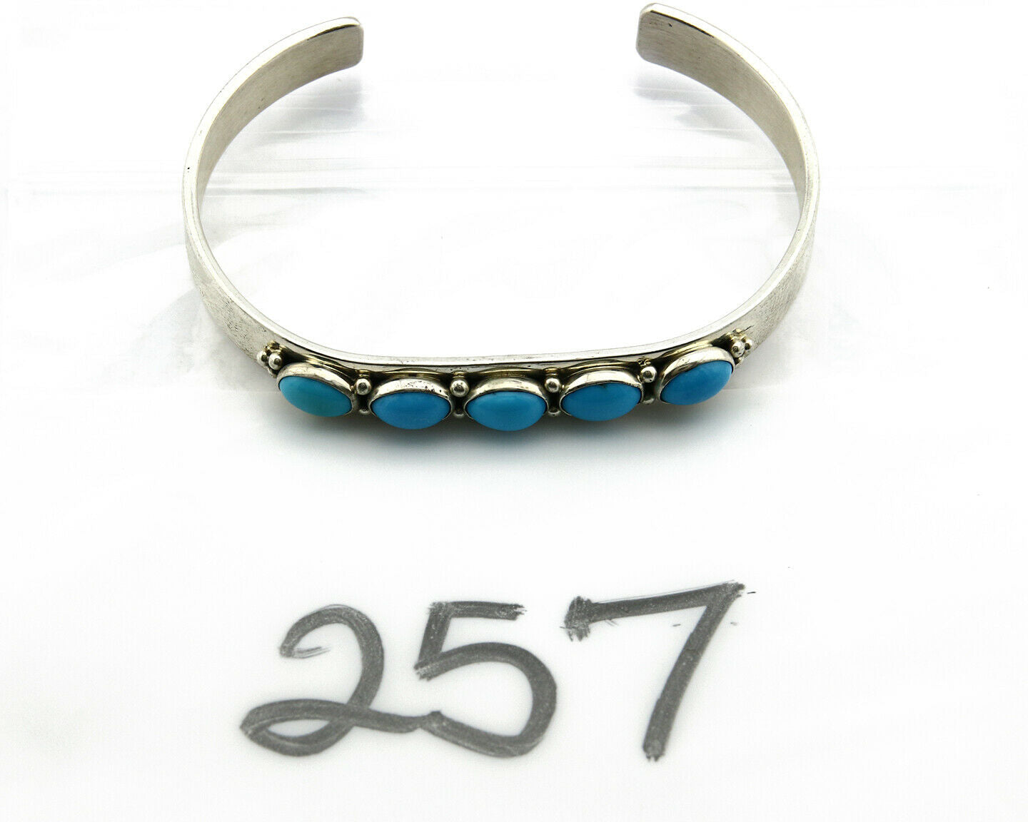 Navajo Bracelet .925 SOLID Silver Turquoise Signed Artist Bea Tom C.80's