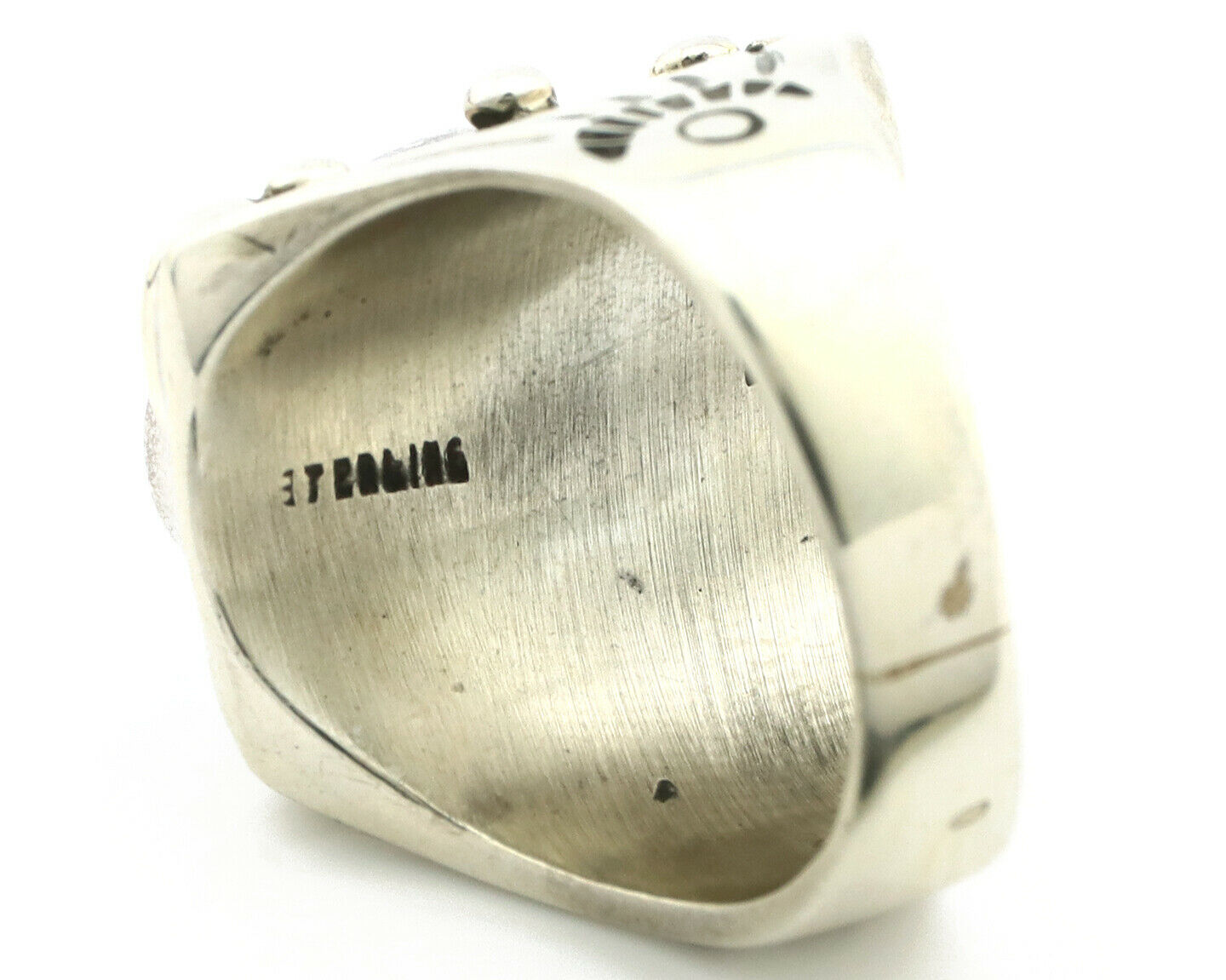 Navajo Ring .925 Silver Blue Morenci Turquoise Native Artist C.80's