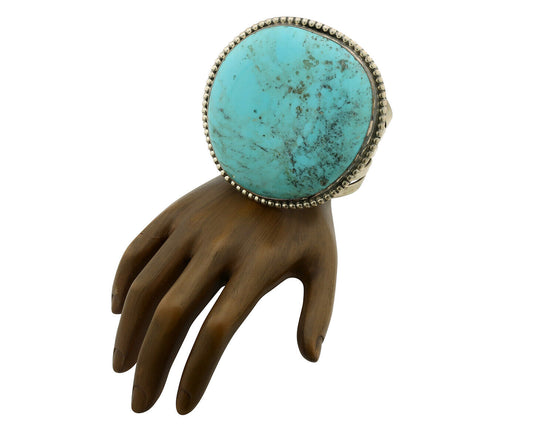 Women's Navajo .925 Silver Block Turquoise Native American Artist C.80's