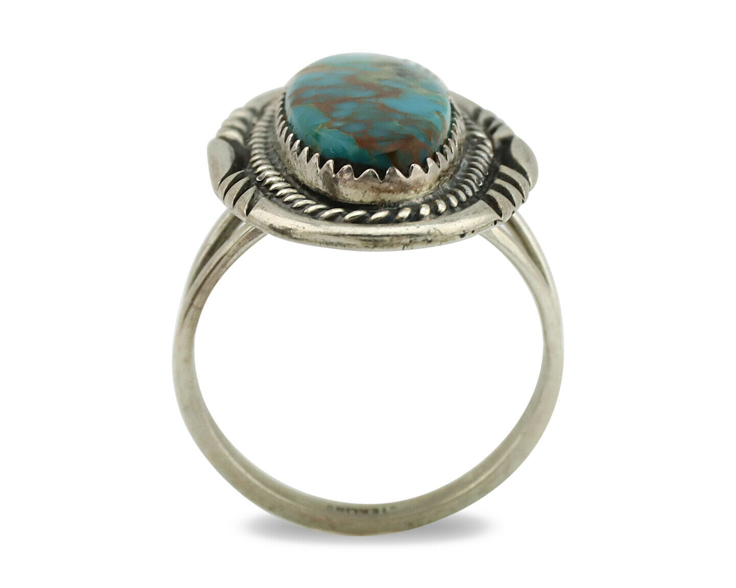Navajo Ring .925 Silver Nevada Turquoise Artist Signed M Begay C.1980's