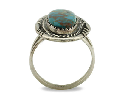 Navajo Ring .925 Silver Nevada Turquoise Artist Signed M Begay C.1980's
