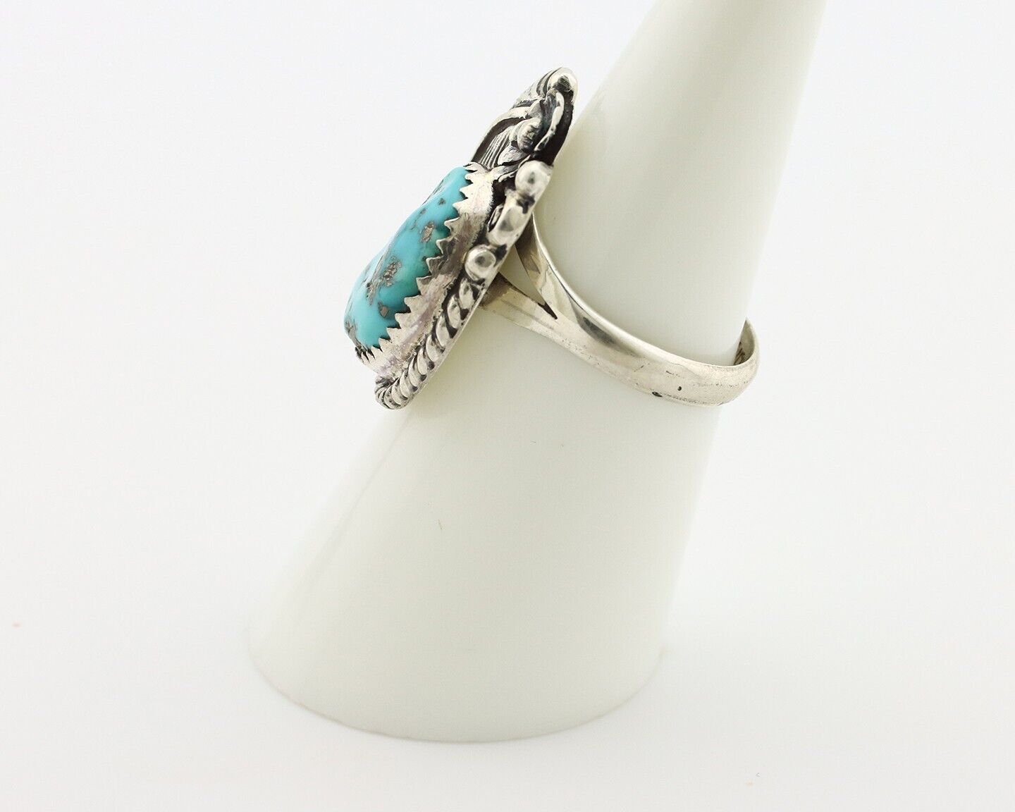 Navajo Ring 925 Silver Natural Blue Turquoise Native American Artist C.80's