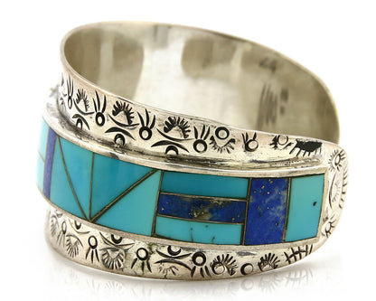 Navajo Bracelet .925 Silver Lapis Turquoise Native Artist C.80's