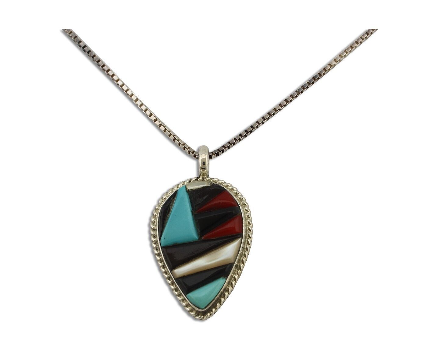 Navajo Handmade Pendant 925 Silver Natural Gemstone Native American Artist C80s