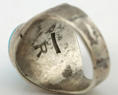 Navajo Ring .925 Silver Blue Turquoise Artist Signed R C.80's