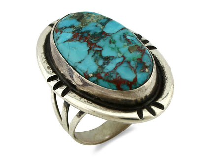 Navajo Ring .925 Silver Blue Turquoise Native American Artist C.80's