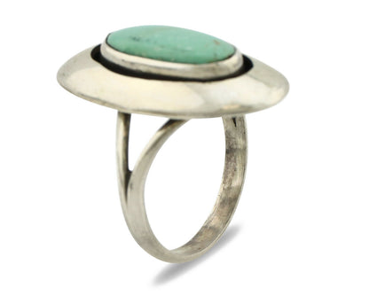 Navajo Shadow Box Ring .925 Silver Blue Turquoise Signed M Montoya C80s