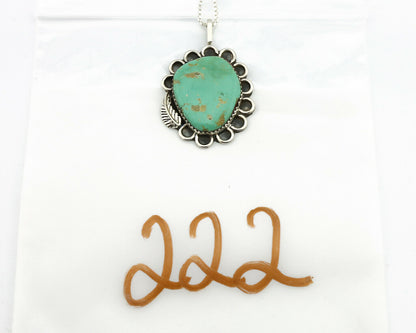 Navajo Necklace .925 Silver Kingman Turquoise Native Artist C.1980's