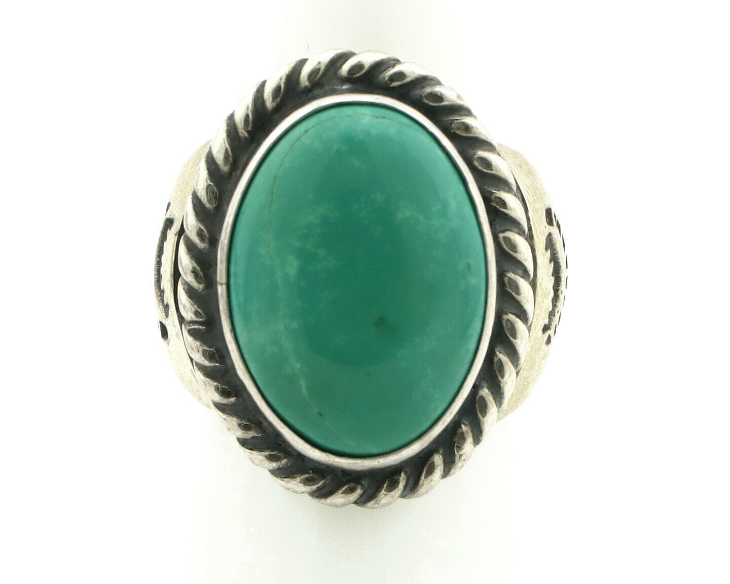 Navajo Ring .925 Silver Blue Green Southwest Turquoise Native Artist C.80's