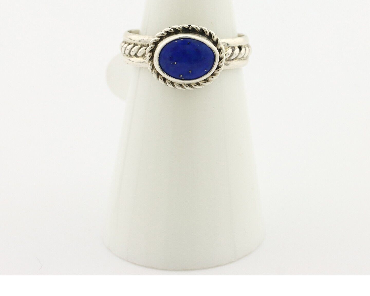 Navajo Ring 925 Silver Lapis Hand Stamped Native American Artist C.80's