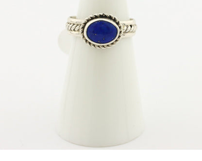 Navajo Ring 925 Silver Lapis Hand Stamped Native American Artist C.80's