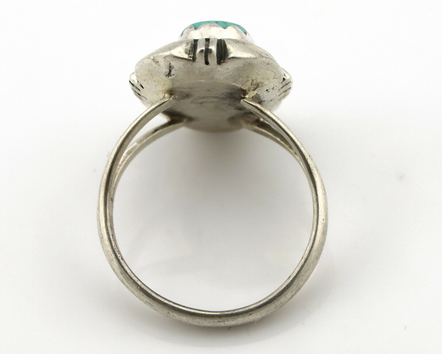 Navajo Ring .925 Silver Kingman Turquoise Handmade Native American Artist C.80's