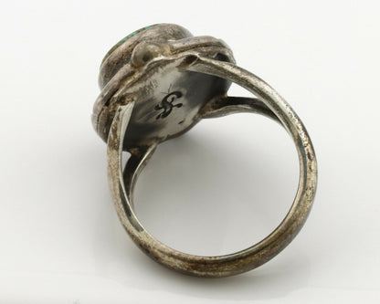 Navajo Ring .925 Silver Blue Turquoise Artist Signed Gecko C.1980's