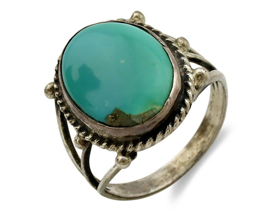 Navajo Ring .925 Silver Blue Turquoise Native American Artist C.1980's