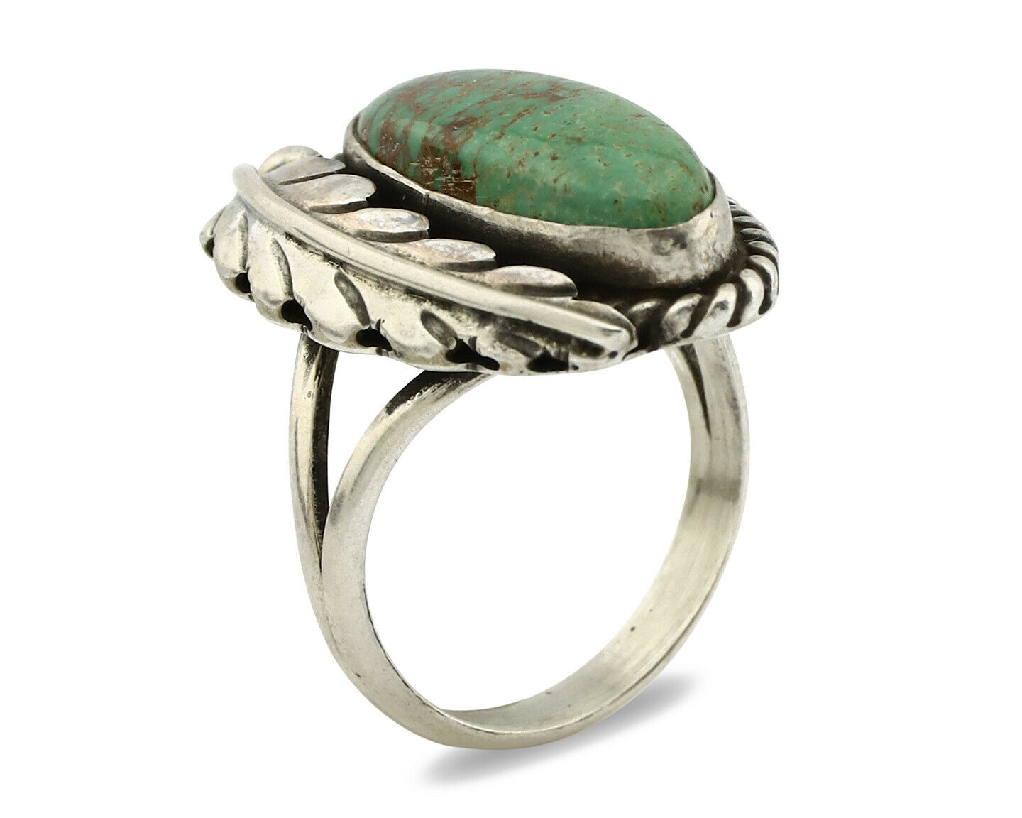 Navajo Ring .925 Silver Manassas Turquoise Signed Artist Apache C.80's