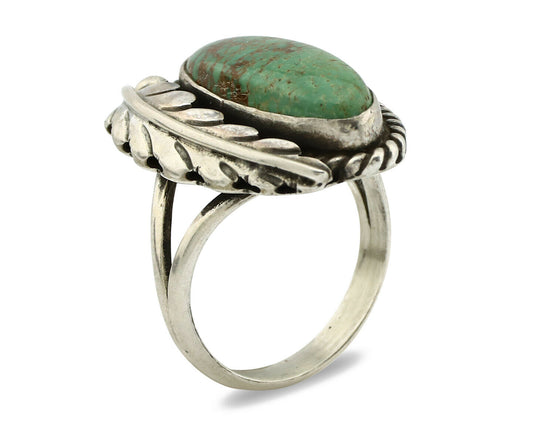Navajo Ring .925 Silver Manassas Turquoise Signed Artist Apache C.80's