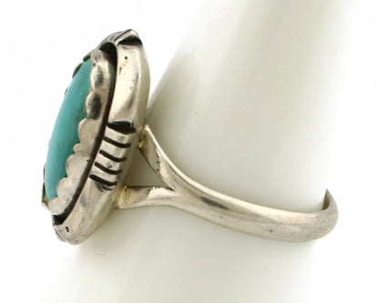 Navajo Ring .925 Silver Kingman Turquoise Handmade Native American Artist C.80's